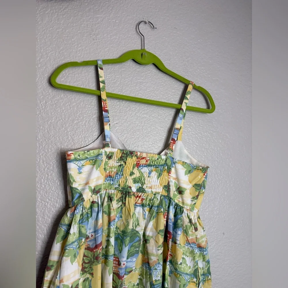 Abercrombie and Fitch Sweetheart Babydoll Maxi Dress Beach Lemon Print NWT